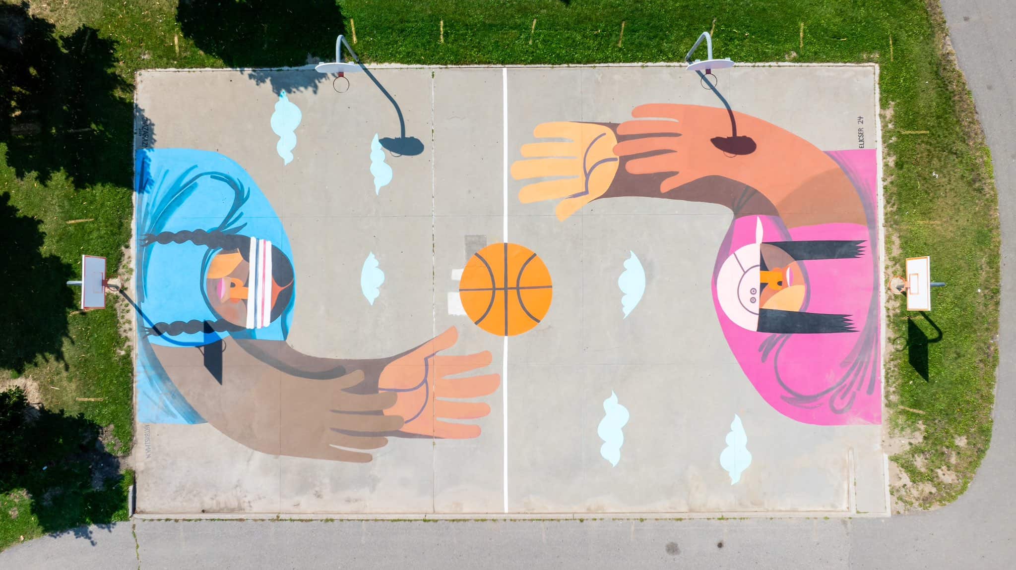 Art and sport come together for new mural at basketball court in Brampton