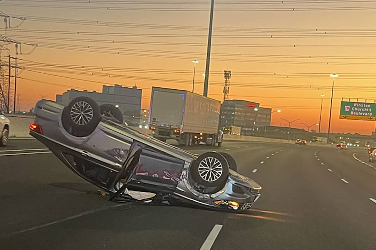 stolen car rollover highway 401 mississauga