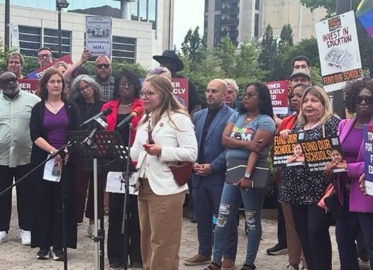 MSIFN Chief Kelly LaRocca at a rally for outdoor education in Toronto